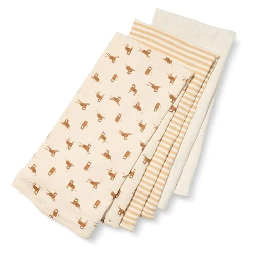 Amazon Essentials Coperte Avvolgenti Unisex Bimbi, Pacco da 3, Avena Puntinato/Righe/Tigrata, Taglia unica