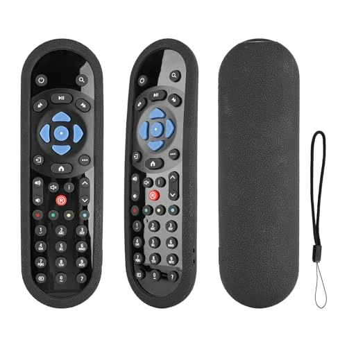Silicone Remote Control Case Compatible with Sky Q TV Box Remote Control Shockproof Protective Cover with Black and Lanyard
