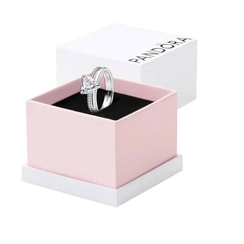 Offerta a tempo: PANDORA Anello da donna in argento, doppio binario con cuore 193100C01, 58/18,5, Argento sterling, Zirconia cubica - 50% da 79.00 € a 39.50 €