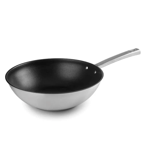 Offerta a tempo: LACOR - 45728 - Wok Foodie, 18/10 Stainless Steel, Non-stick, with Titanium, PFOA Free, Ergonomic Handle, Sandwich Thermodifuser Bottom, Suitable for Induction and All Hobs, Ø28 cm - 0.00% da 14.79 € a 14.79 €