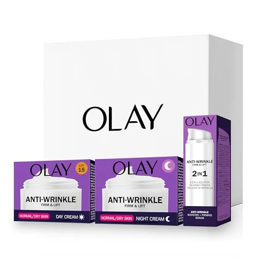 Olay Anti Falten Geschenkset belebt und strafft: Tagescreme 50ml + Nachtcreme 50ml + 2in1 Serum 50ml