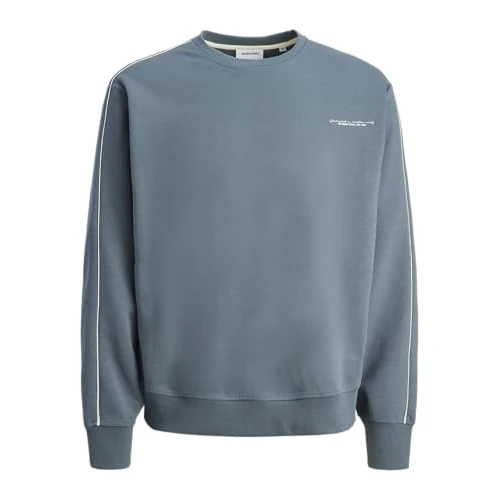 JACK & JONES Men's Jjrikkie Piping Sweat Crew Neck, Stormy Weather, M