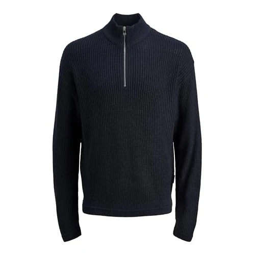 JACK & JONES Men's Jjkaito Knit Half Zip Bf, Sky Captain, L