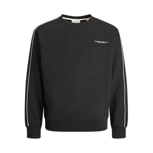 JACK & JONES Men's Jjrikkie Piping Sweat Crew Neck, Black, S