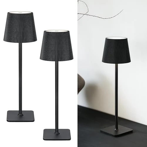 Offre limitée : Lot de 2 Lampes de Table LED sans Fil 5200mAh – Lampes de Chevet Dimables Longue Durée, IP54 Étanches – Pour Intérieur et Extérieur, Chambre, Bureau, Jardin, Noir de 60.21 EUR à 52.38 EUR (remise 13%)