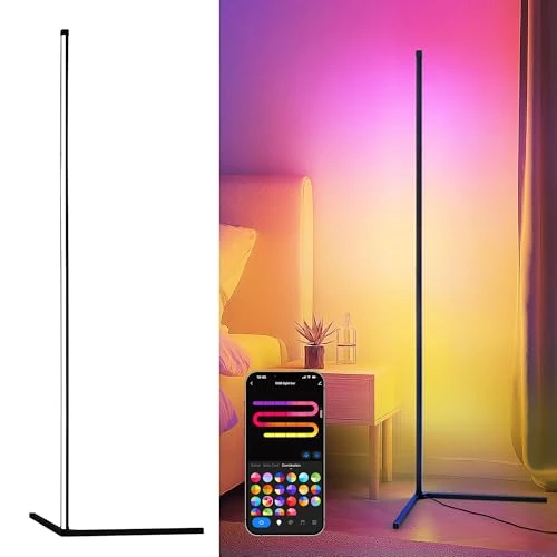 Begrenztes Angebot: LED Stehlampe RGB Standleuchte 150cm - Ecklampe Dimmbar Bunt mit Fernbedienung Alexa Sprachsteuerung Ambientebeleuchtung Wohnzimmer Lichtsäule Farbeweschel für Schlafzimmer Spielzimmer von 32.64 EUR auf 27.42 EUR (Rabatt 16%)