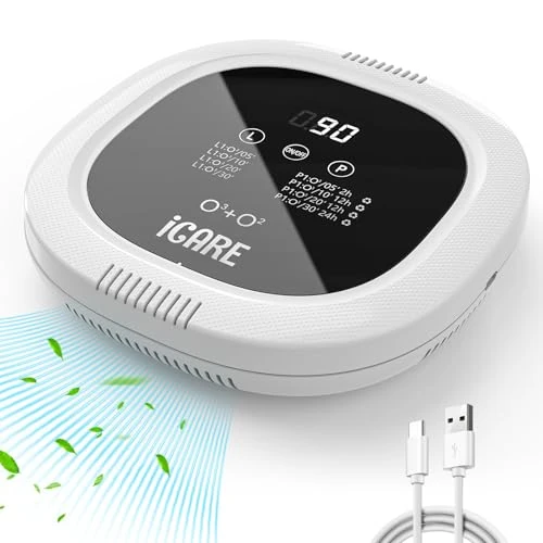 Offerta a tempo: Generatore di Ozono Purificatore d'Aria, 10000 mAh Ricaricabile Mini Purificatore d'Aria Ozono, Purificatore d'aria a Ioni Negativi Ozonizzatore per Bagni, Animali Domestici, Auto, Formaldeide Caccia — 20% da 49,99 € a 39,99 €