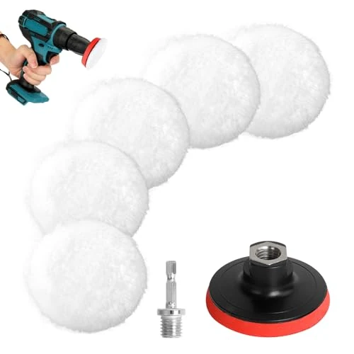 Offre limitee: AiQInu 80mm Tampon Polissage En Laine, Jeu de disques de polissage 7 pièces, Pour Le Polissage Et Le Cirage De Voiture, Avec M14 Adaptateur De Perceuse de 8.89 EUR a 8.89 EUR (economie 0%)