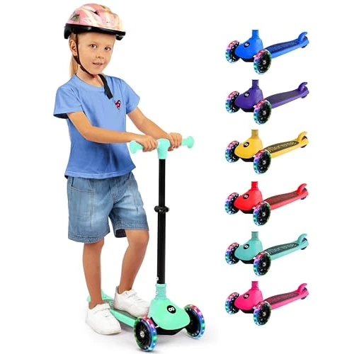 Offerta a tempo: SereneLife Monopattino Bambino Pieghevole, Monopattino Bambina a 3 Ruote con Luci LED, Manubrio Regolabile e Freno, Monopattino a 3 Ruote, Scooter per Bambini e Bambine dai 3 Anni fino a 50 kg - 0.00% da 44.99 € a 44.99 €