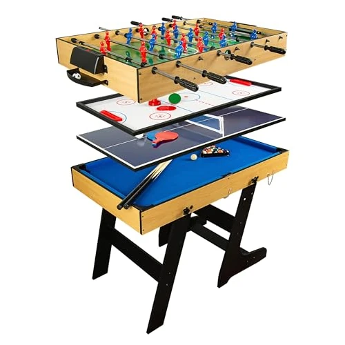 Leomark Mesa de Juegos 15 en 1 Futbolín Plegable Billar Ping Pong Hockeymuchos Juegos - Funcional casa - para Toda la Familia - Zona de relajación Tenis de Mesa