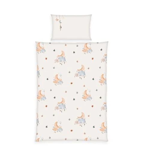 Offerta a tempo: Herding Babybest Set di Biancheria da Letto in Moon and Stars, Federa 40 x 60 cm con Piega da Hotel, Copripiumino 100 x 135 cm con Chiusura a Bottoni, Cotone, Flanella. - 0.00% da 23.95 € a 23.95 €