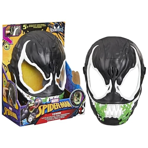 Oferta ograniczona: Marvel Spider-Man Venom świecąca w ciemności maska z ponad 10 dźwiękami i zwrotami, interaktywne akcesorium do odgrywania ról, kostium dla dzieci w wieku 5+, superbohater, cosplay, idealny kostium na z 32.99 EUR na 20.90 EUR (znizka 37%)