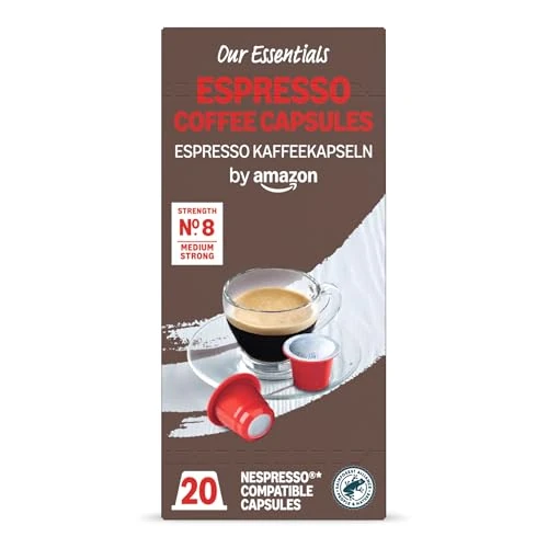 Limited-time offer: by Amazon Espresso Coffee Capsules Nespresso Compatible, 20 Count - Rainforest Alliance Certified from 3.02 £ to 3.02 £ (save 0.00%)