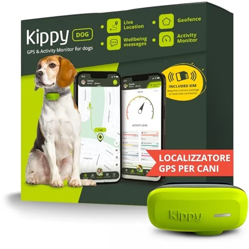 Offerta a tempo: Kippy DOG | GPS per Cani - Localizzatore per Cani Impermeabile con GPS per Collare - Tracker di Attività e Salute del Tuo Cane, con Recinto Virtuale e Notifiche - Colore Verde - 40% da 69.99 € a 41.99 €