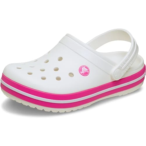 Crocs Dziecięce Crocband Clog K chodaki, Biała Różowa Crush, 33/34 EU