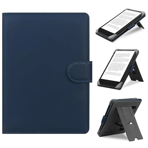 HoYiXi Uniwersalne etui do czytników e-booków 6,8", 7", kompatybilne z Kindle Paperwhite/Colorsoft/Kobo/PocketBook/Tolino/Sony E-Book Reader Case for 6"-7" E-Book Reader ze stojakiem, niebieskie