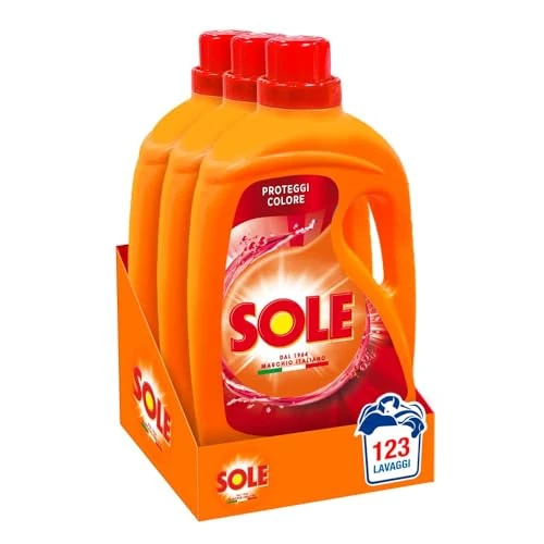 Offerta a tempo: Sole Detersivo Lavatrice Proteggi colore 123 Lavaggi, Formula igienizzante, Detersivo Lavatrice Liquido Proteggi colore, rimuove le macchie a basse temperature - 40% da 19.47 € a 11.67 €