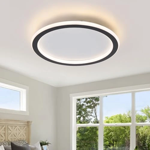 Limited offer: Schindora LED Ceiling Lights Dimmable,20W LED Lights for Bedroom Flush Mount Ø30cm Black Round Lamp,3 Color Dialing Code,3000k/4500k/6000k Ceiling Lights Living Room for Kitchen Hallway from 34.99 EUR to 34.99 EUR (save 0%)