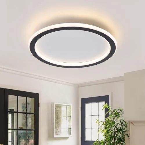 Offerta a tempo: Schindora Plafoniera LED da soffitto dimmerabile, Ø40 cm 28 W lampada da soffitto per cucina con controllo, nero rotondo lampade da soffitto soggiorno per camera da letto sala da pranzo - 52% da 59.99 € a 29.00 €