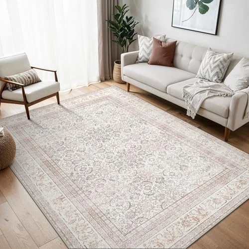 Offerta a tempo: BEIMO Tappeto Salotto Vintage, Tappeti Ingresso Interno, Tappeto Antiscivolo Lavabile, Grandi Tappeti Salotto Pelo Corto per Cucina, Camera Da Letto, Ufficio, Rosato, 200x290cm - 35% da 115.99 € a 75.48 €
