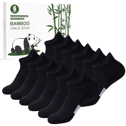 Offerta a tempo: inWarm 6 paia di calzini da ginnastica in bambù，traspiranti，running e sportivi per donna, corti e confortevoli, con elegante confezione regalo per donne e ragazze Nero M - 36% da 15.99 € a 10.19 €