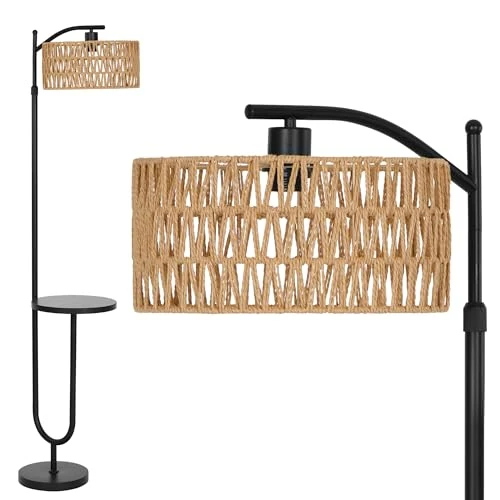 Offre limitée : LuminexDesigns Lampadaire Vintage avec Étagères – Lampe sur Pied de Salon Noir Métal en Rotin Boho, Hauteur réglable 152 à 176cm, Douille E27, Câble de 2m avec interrupteur au pied, pour et Chambre de 79.99 € à 59.99 € (25% de remise)