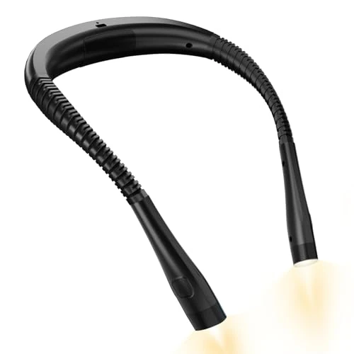 NEUTYPECHIC Leeslamp voor nek, 3 kleuren en 3 helderheidsniveaus, zwarte leeslamp met oplaaddatakabel, geschikt voor lezen, breien