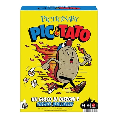 Tijdelijke aanbieding: Mattel Games - Pictionary PIC-tato, spel van hete aardappelen met verwijzingen naar Italiaans, uitwisbare markers en borden, spreekt en speelt muziek, speelgoed voor kinderen, 8+ jaar, JHC61 van 56.32 EUR naar 56.32 EUR (korting 0%)