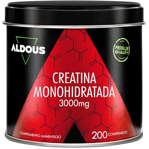 Creatina Monoidrata 3000mg - 200 Compresse - Integratore Massa Muscolare - Pre Workout - Gym, Sport, Fitness - Integratore Allenamento - Intra Workout, Post Workout - Uomini e Donne - Vegan - ALDOUS