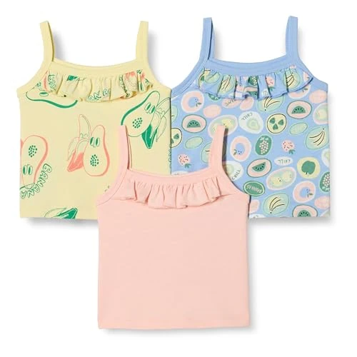 Offerta a tempo: Amazon Essentials Bambine e ragazze Canotta Corta in Cotone, Pacco da 3, Rosa/Frutta Tropicale, 9 anni - 0.00% da 14.40 € a 14.40 €