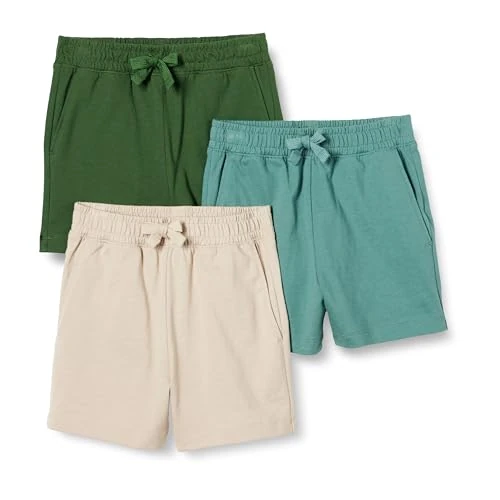 Offerta a tempo: Amazon Essentials Pantaloncini in Jersey di Cotone Bambini e ragazzi, Pacco da 3, Grigio Talpa/Verde Oliva Scuro/Verde Salvia, 8 anni - 5% da 15.00 € a 14.25 €
