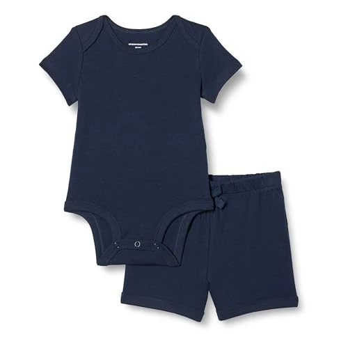 Offerta a tempo: Amazon Essentials Completo Body e Pantaloncini Unisex - Bimbi 0-24, Blu Marino, Prematuro - 0.00% da 13.30 € a 13.30 €