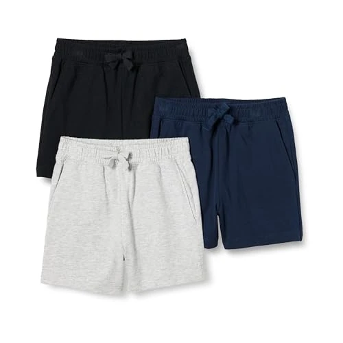 Oferta limitada: Amazon Essentials Pantalones cortos de algodón Niño, Pack de 3, Azul Marino/Gris Claro Mezcla/Negro, 4 años de 25.10 € a 19.40 € (ahorro 23%)