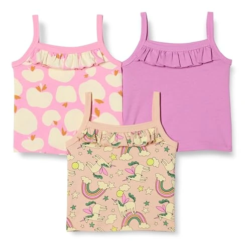 Offre limitée : Amazon Essentials Fille Haut À Bretelles Court En Coton, Lot de 3, Mauve/Pommes/Licorne, 10 ans de 16.40 € à 16.40 € (0.00% de remise)
