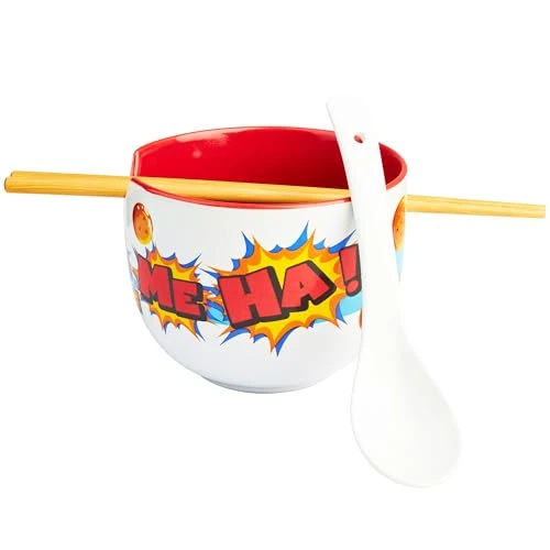Get Trend Dragon Ball Set Ciotole Ramen 600ml, Ciotola di Spaghetti di Riso Giapponesi con Cucchiaino Ceramica e Bacchette di Bambù, Adatto al Microonde (Multi Dragon Ball)
