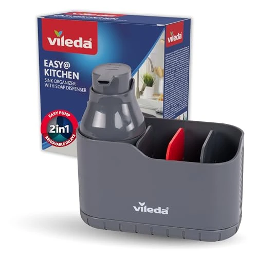 Offerta a tempo: Vileda Sink Organizer con Dispenser di Sapone in Plastica - Porta Spugne da Cucina indipendente - Organizer per Lavastoviglie con Dispenser di Sapone per Spugne e Spazzole - Durevole e Antiruggine - 15% da 14.99 € a 12.74 €