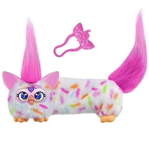Zeitlich begrenztes Angebot: Furby DJ Furblets Berry-Cup-Cake weiß-rosa gemustertes elektronisches Plüschspielzeug Macht Musik, Geräusche und spricht Furbisch, Stofftier für Kinder ab 6 Jahren mit Schlüsselanhänger von 15.99 € auf 10.99 € (31% Rabatt)