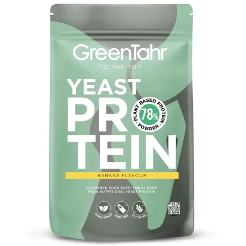 Green Tahr Proteine in Polvere Vegane Lievito Nutrizionale Inattivo Sapore Banana 750g. 78% Proteine Vegetali per Massa Muscolare Senza Zucchero, Edulcoranti, Lattosio né Glutine
