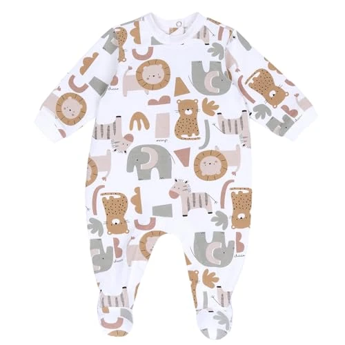 Chicco Baby Cotton Romper with Flap Opening for Autumn Toddler Sleepers, Multicolor, 0 Months