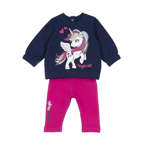 Chicco Girl's Tracksuit Set, Non-Fleece Lined Two-Piece Suit, Blue, 18 Months