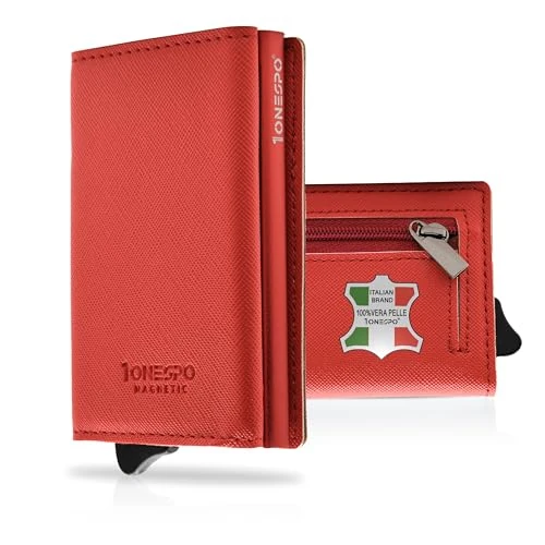 Oferta limitada: 1ONESPO tarjetero mujer, Saffiano Piel Genuina Rojo, MAGNETIC, Moderno de 36.23 EUR a 36.23 EUR (ahorro 0%)