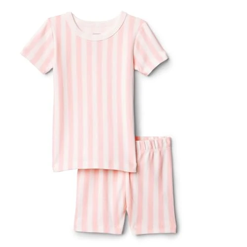 Amazon Essentials x Sofia Grainge Conjunto de Pijama de Manga Corta Mommy and Me Unisex Bebés, Rosa Pastel Rayas, 24 Meses