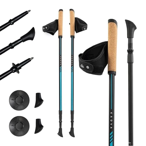 Oferta limitada: KADVA Bastones de Marcha nórdica Luna Azul, tamaño Ajustable 69 – 135 cm, Sistema de Cierre de Rosca para un Cambio de Longitud Seguro y fácil, Mango de Polipropileno Resistente y Corcho de 27.99 € a 27.99 € (ahorro 0.00%)