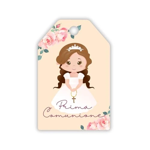 Offerta a tempo: Cartellini Prima Comunione Bambina – 30 Pezzi – Etichette Bomboniere Comunione Rosa – Bigliettini Decorativi per Sacchetti e Confetti (C31-C) - 91.2% da 7.39 € a 0.65 €