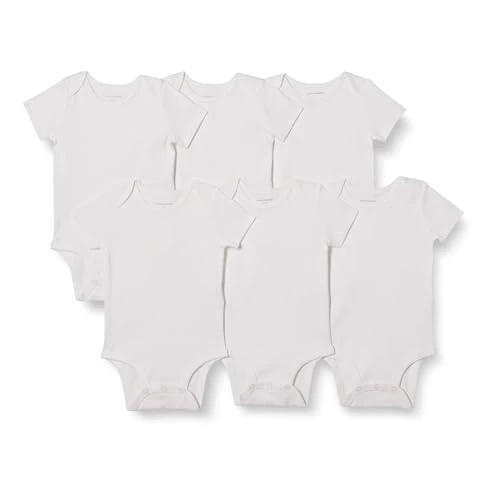 Amazon Essentials Body à Manches Courtes Mixte Bébé, Lot de 6, Blanc, Prématuré