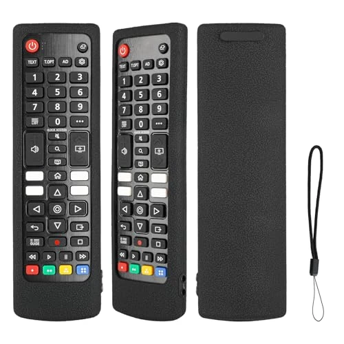 Silicone Remote Control Case Compatible with LG Smart TV AKB73715601 AKB73715603 AKB73715606 AKB73715679 AKB73715686 AKB73975709 Remote Control Protective Cover Shockproof with Black and Lanyard