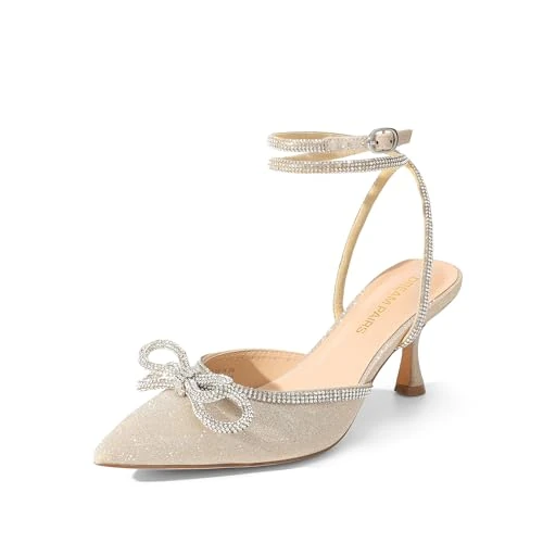 Offerta a tempo: DREAM PAIRS Décolleté da Donna a Punta Chiusa, con Tacco a Spillo Basso, Cinturino alla Caviglia e Fiocco con Strass – Scarpe Eleganti Donna per Cerimonie e Matrimoni,Size 40,Oro,DWUMPU2541 - 14% da 43.99 € a 37.99 €