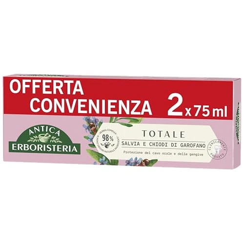 Antica Erboristeria Całkowita pasta do zębów, ochrona jamy ustnej i dziąseł, 75 ml x 2
