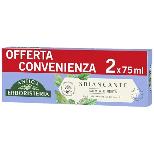 Antica Erboristeria - Aufhellende Zahnpasta, weißere Zähne, 75 ml x 2