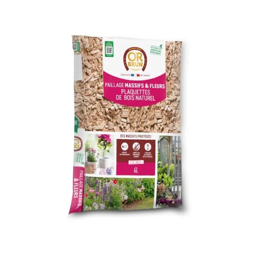 Offre limitée : OR BRUN Paillage Massifs & Fleurs - Plaquettes de Bois - 6L | Protection des Plantes - Décoratif - Jardin & Massifs - Utilisable en Agriculture Biologique - OBRPCLA6U de 6.99 € à 5.90 € (15.59% de remise)